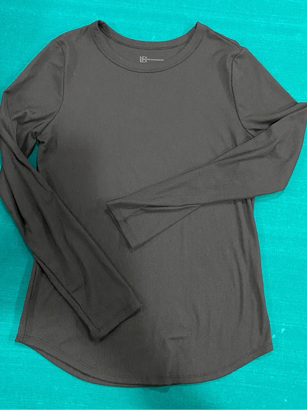 No Boundaries Black Long Sleeve Ribbed Crewneck Top